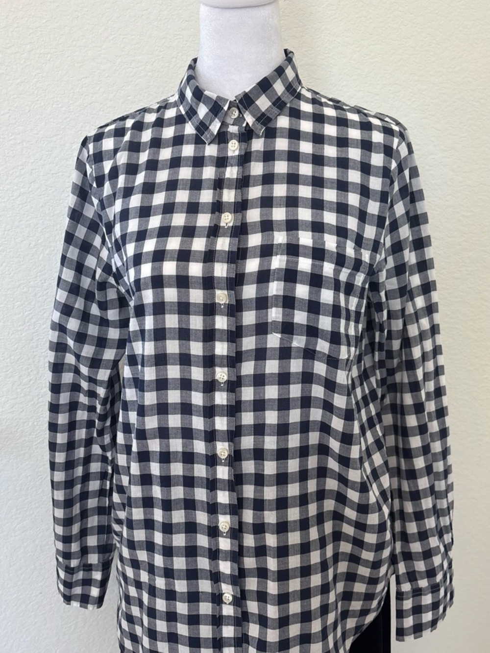 J. Crew Black and White Gingham Button-Down Shirt